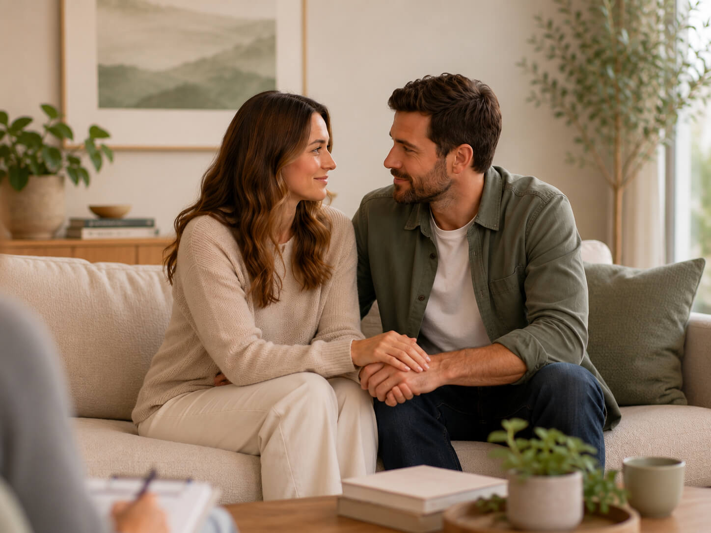 Couple strengthening emotional connection through couples therapy at Reign Psychotherapy, building trust, intimacy, and emotional safety.